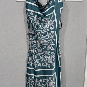 Forever 21 Teal and White Floral Maxi Slip Dress